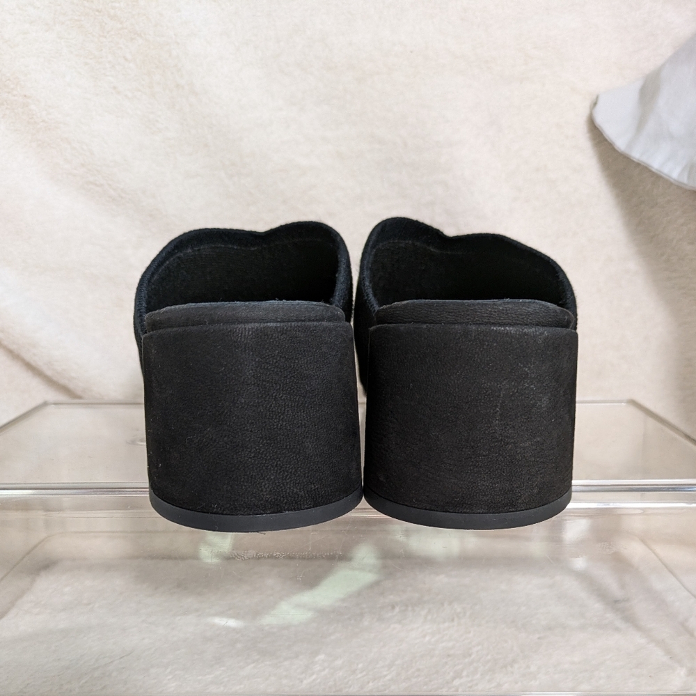 Eileen Fisher Black Gest Stretch Knit Pointed Toe Block Heel Mules | Size 10 View 5